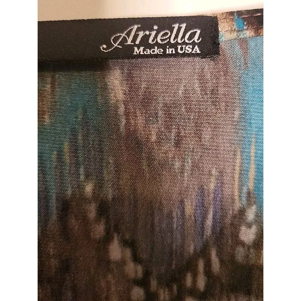 Women's Ariella Large Dress Zip Up Brown Tan Turquoise Boho Retro Chic Fall - Picture 3 of 9